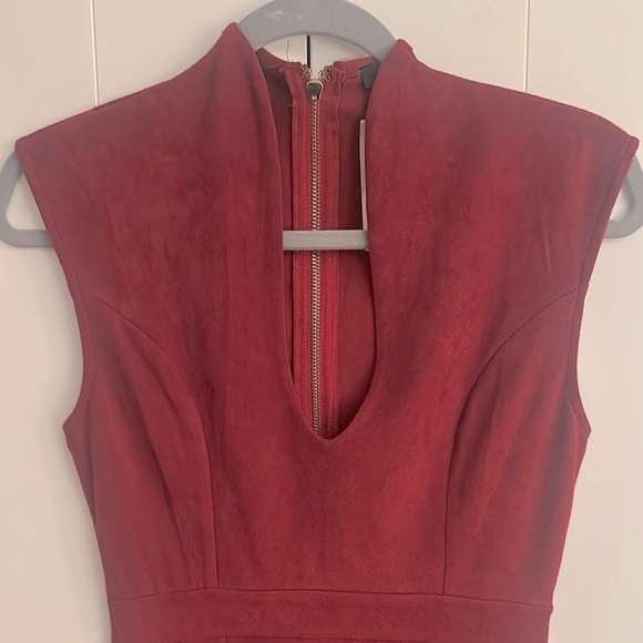 Privy Red Suede Sleeveless Midi Dress – Size M, NWT - Picture 3 of 4